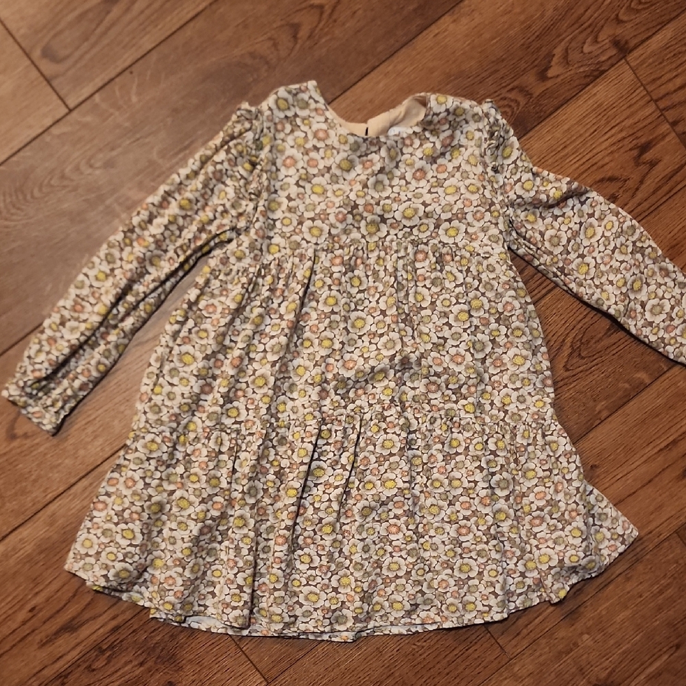 Mayoral Floral Long Sleeve Dress - Yellow and White